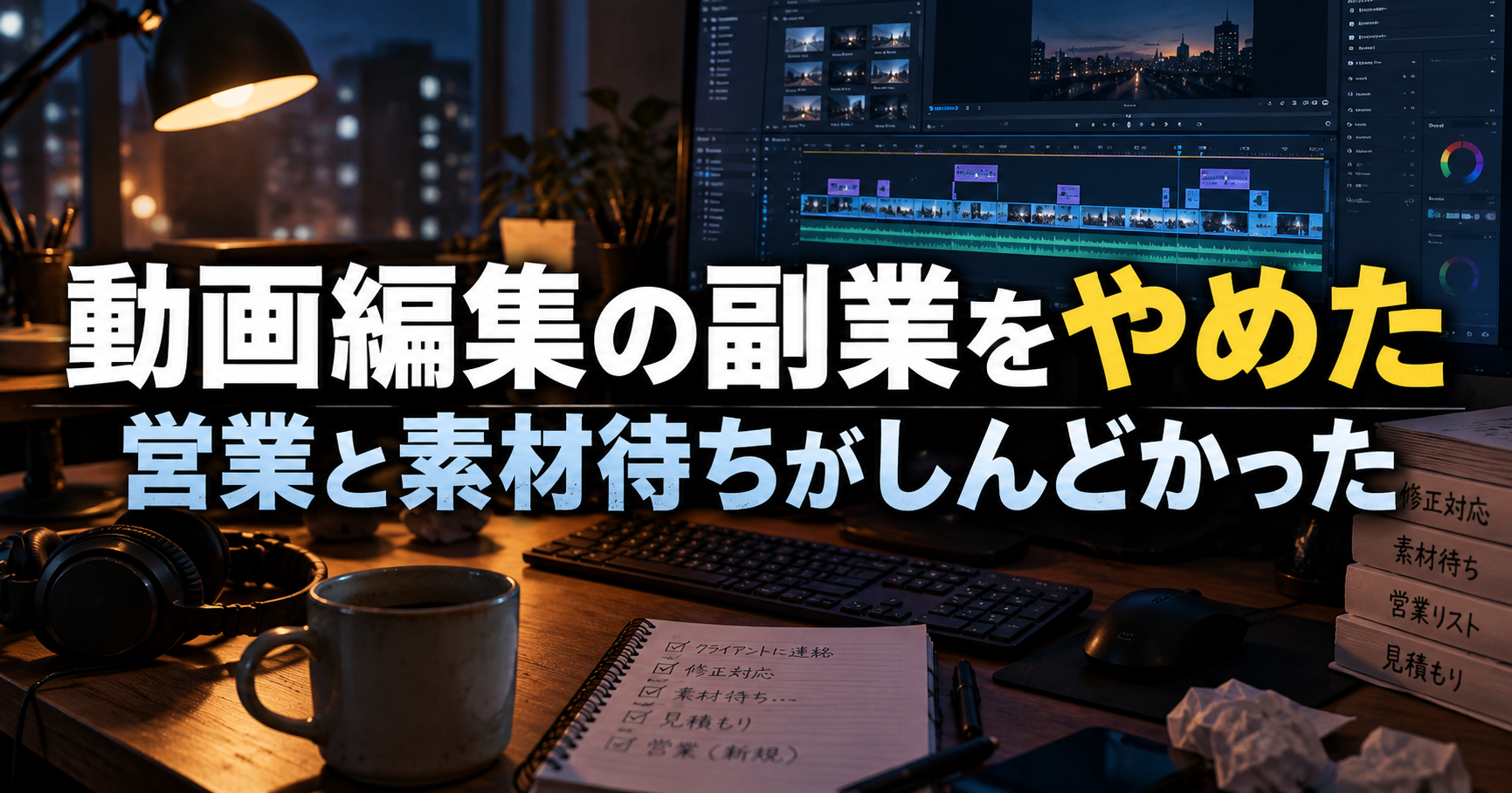 動画編集の副業をやめた 営業と素材待ちがしんどかった